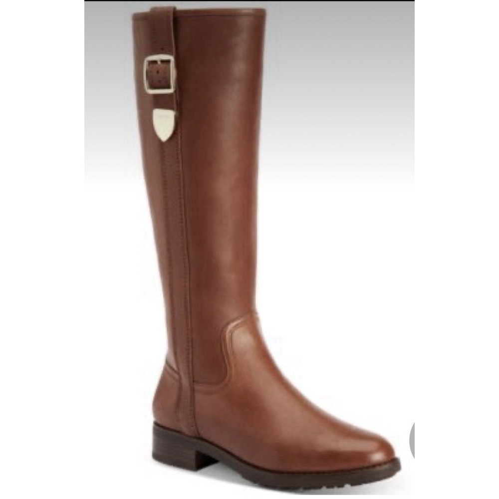 Coach Boots Easton Semi Matte Calf Dark Saddle Tall Boot Sz 9B. 265$